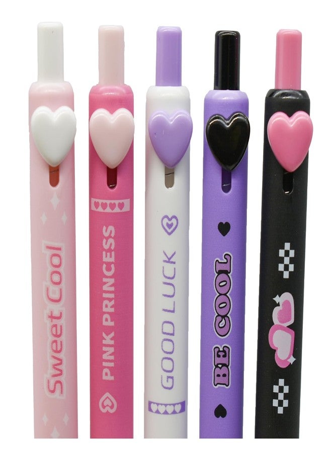 Lopenle 10 PCS Heart Pens Soft Foam Ergonomic Grip Pen pink Love Lucky Retractable Gel Pens Black Ink For Supplies Office Party Birthday - Image 5