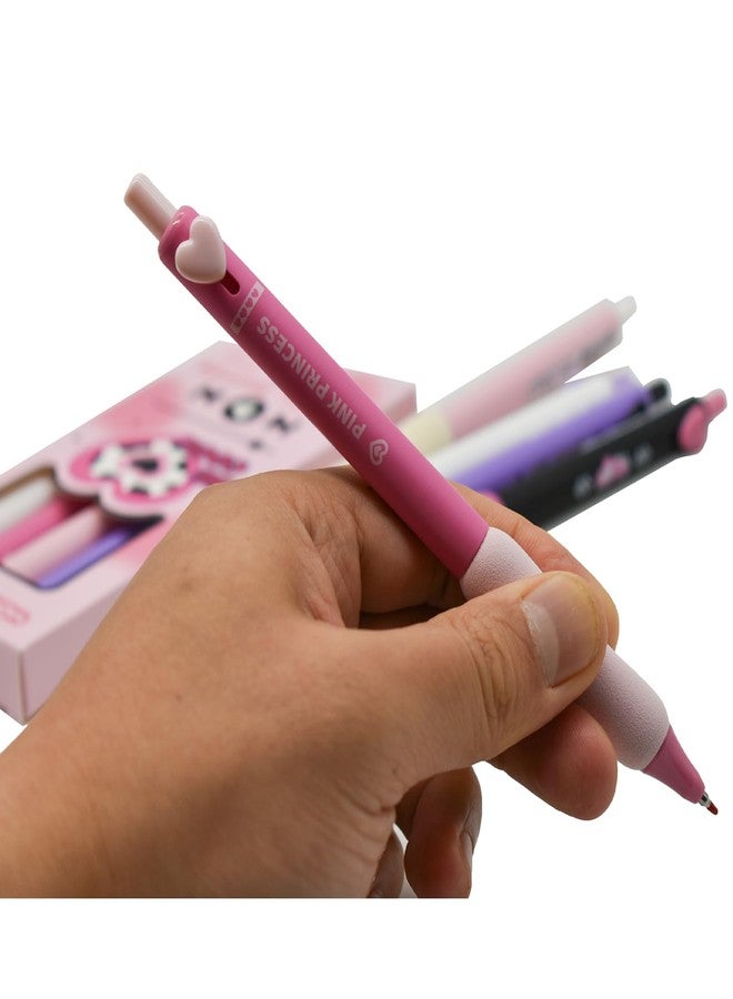 Lopenle 10 PCS Heart Pens Soft Foam Ergonomic Grip Pen pink Love Lucky Retractable Gel Pens Black Ink For Supplies Office Party Birthday - Image 4