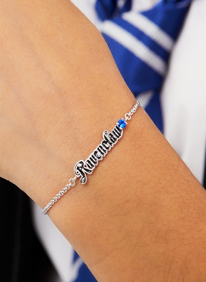 Harry Potter Officially Licensed Ravenclaw House Silver Plated Lariat Bracelet, 9.5" inch Chain - Image 2