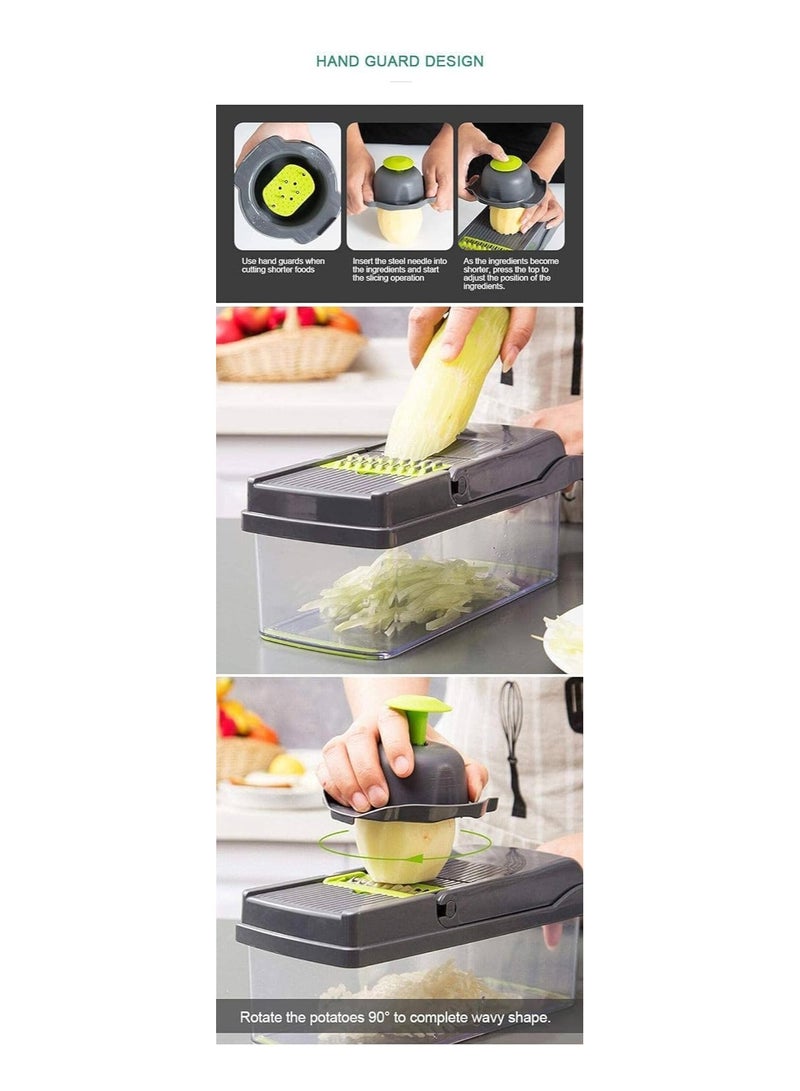 ELTRAZONE Vegetable Chopper, Pro Onion Chopper, Multifunctional 13 in 1 Food Chopper, Kitchen Vegetable Slicer Dicer Cutter, Veggie Chopper With 8 Blades, Carrot and Garlic Chopper  - Image 2