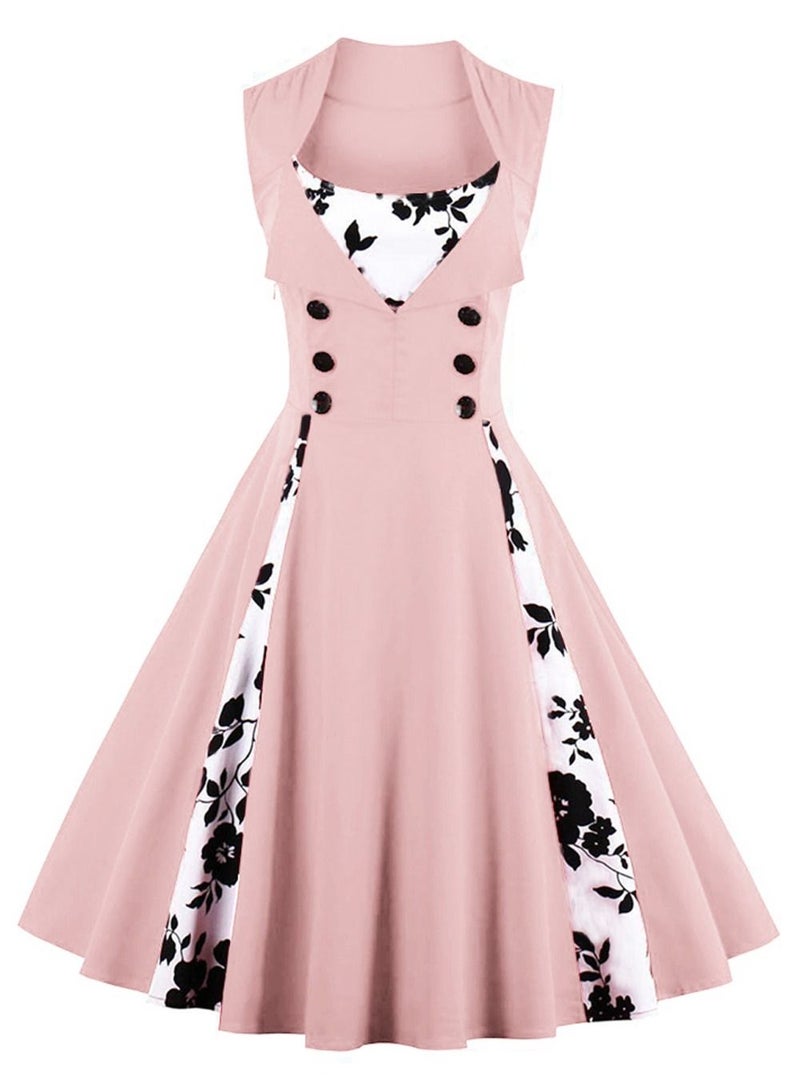 Loquat Patchwork color retro dress  - Image 1