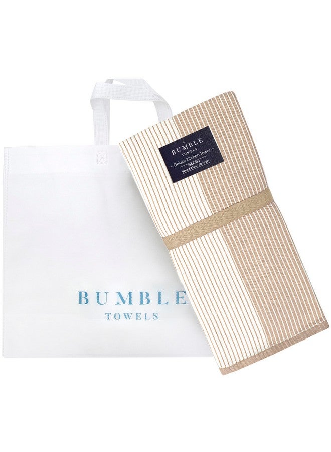 Bumble Towels Premium Kitchen Towels (20”x 28”, 6 Pack) | Large Cotton Kitchen Hand Towels | Flat & Terry Dish Towel | Highly Absorbent Tea Towels Set with Hanging Loop | Tan - Image 5