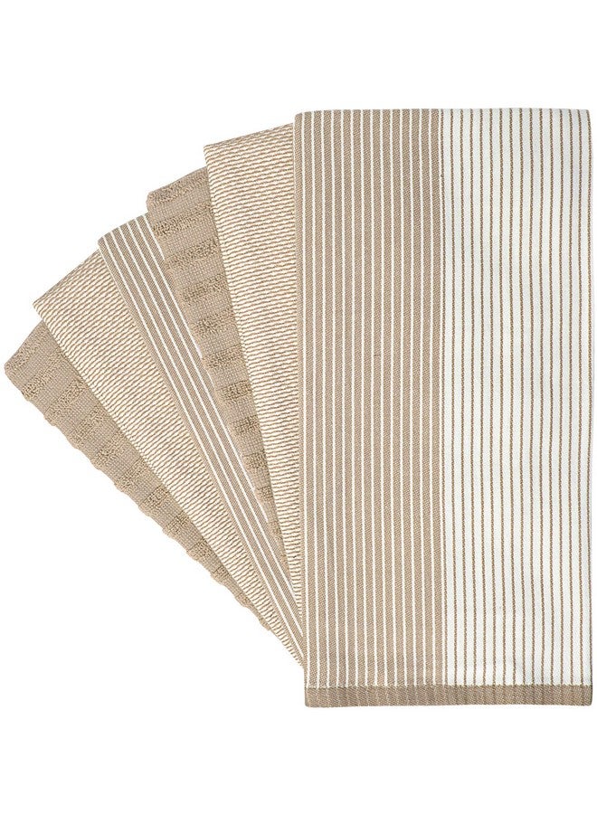 Bumble Towels Premium Kitchen Towels (20”x 28”, 6 Pack) | Large Cotton Kitchen Hand Towels | Flat & Terry Dish Towel | Highly Absorbent Tea Towels Set with Hanging Loop | Tan - Image 3