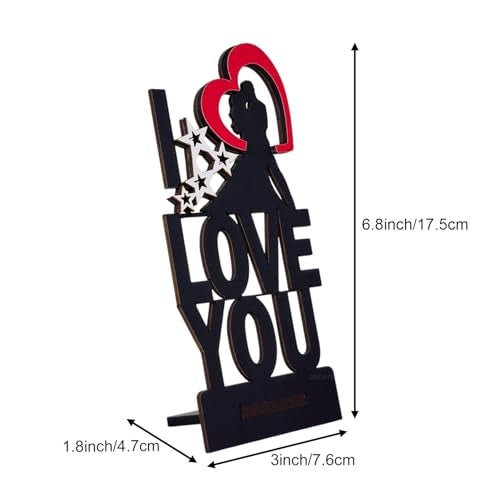 ascension Wooden I Love You Showpiece with Stand Gift for Girlfriend Boyfriend I Love You Animated Characters for Valentine Day Love Showpieces Anniversary Birthday Gifts Valentine's Decoration Items - Image 4