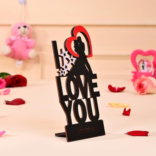 ascension Wooden I Love You Showpiece with Stand Gift for Girlfriend Boyfriend I Love You Animated Characters for Valentine Day Love Showpieces Anniversary Birthday Gifts Valentine's Decoration Items - Image 3