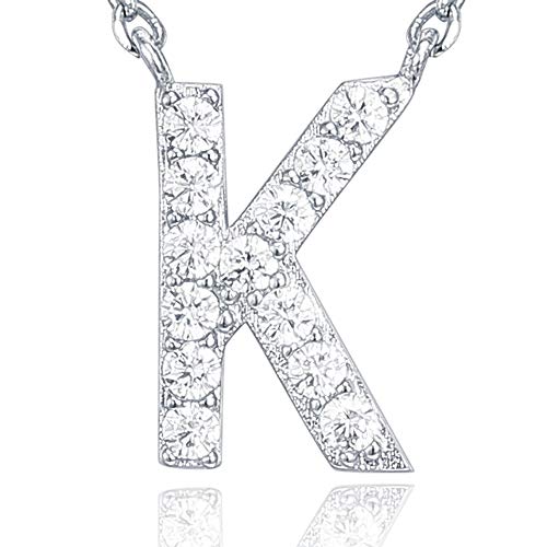 PAVOI 14K White Gold Plated Cubic Zirconia Initial Necklace | Letter Necklaces for Women | K Initial - Image 3