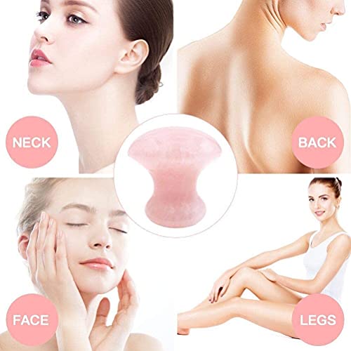 Getmecraft Rose Quartz Face Roller and Mushroom Gua Sha Facial Massage Tool Set Massager For Face, Neck, Dark Circles and Under Eye Treatment - Image 4