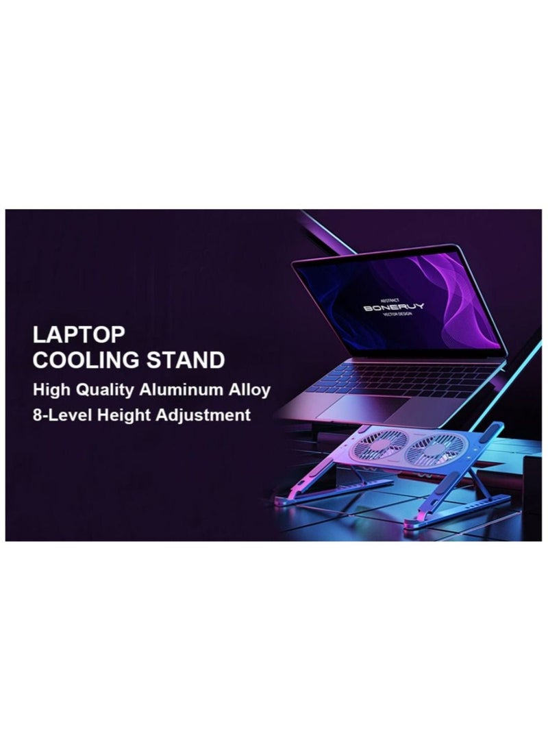 Generic - Laptop Cooling Pad Laptop Cooler, Laptop External Fan, Laptop Cooling Stand with Fan, Computer Cooling Fan for Gaming Laptop, MacBook Air Pro(Grey). - Image 1