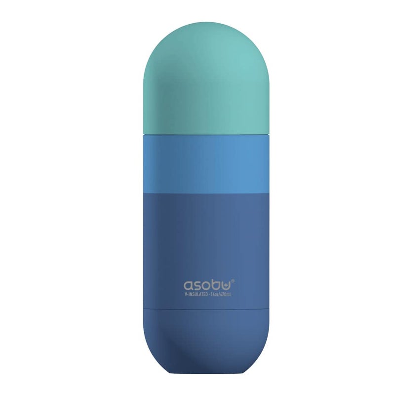asobu Orb Stainless Steel Double Wall Insulated Travel Water Bottle  Lid Doubles as a Cup 14 Ounce Pastel Blue