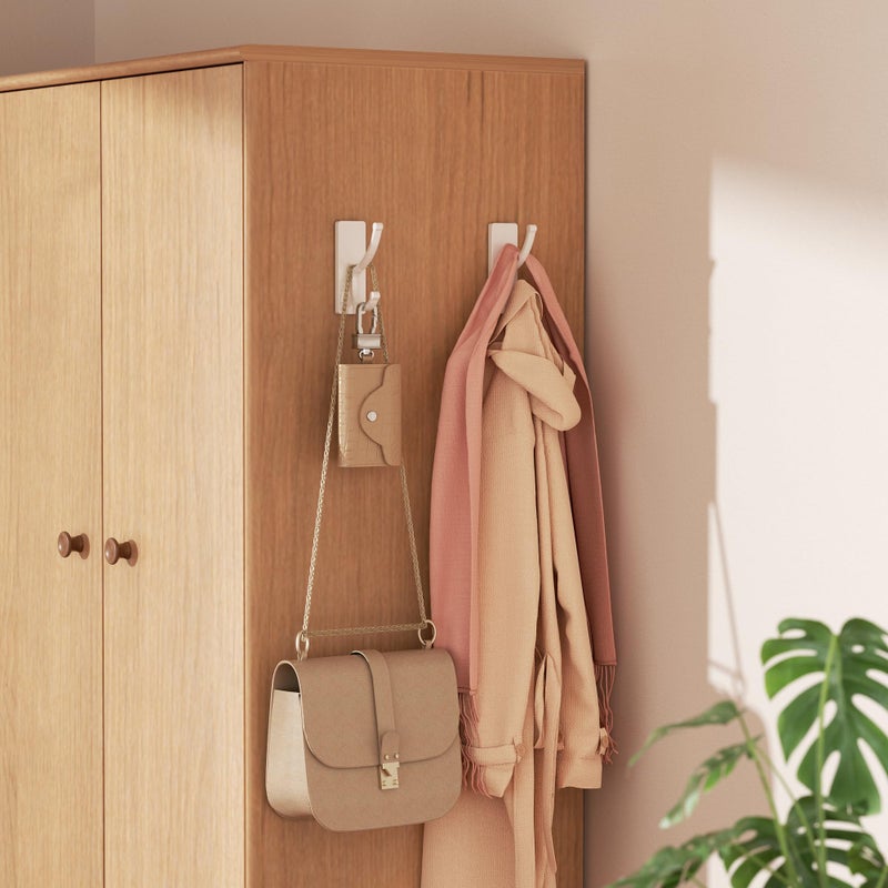 pickpiff Adhesive Wall Hooks with Strip - No Residue, Easy to Remove, Strong Heavy Duty Sticky Towel Hook, 4 Pack White - Image 5