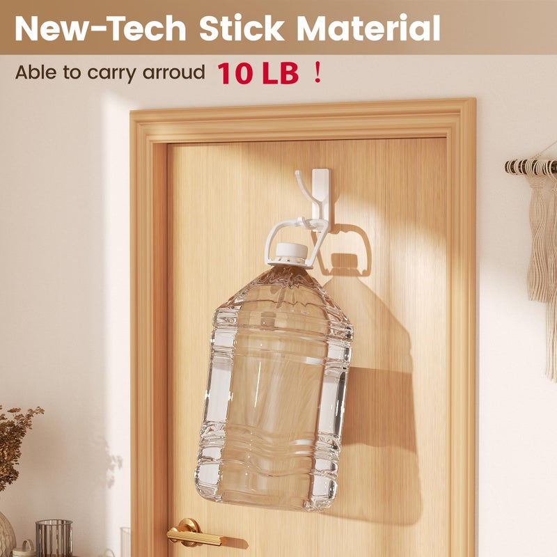 pickpiff Adhesive Wall Hooks with Strip - No Residue, Easy to Remove, Strong Heavy Duty Sticky Towel Hook, 4 Pack White - Image 3