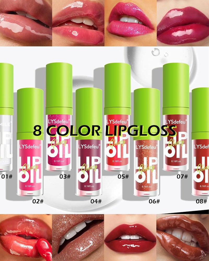 LYSdefeu 4 Colors Lip Oil Lip Glaze,Hydrating Tinted Plumping Lip Gloss,Fat Lip Oil Drip,Big Brush Head Clear Pink Shiny Glow Reviver Lip Care Oil,Long Lasting Non-sticky Transparent Lip Oil,Makeup Gift-SetA - Image 4