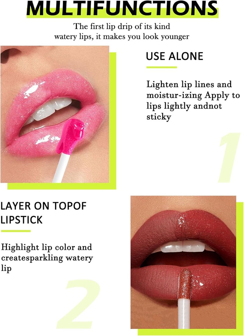 LYSdefeu 4 Colors Lip Oil Lip Glaze,Hydrating Tinted Plumping Lip Gloss,Fat Lip Oil Drip,Big Brush Head Clear Pink Shiny Glow Reviver Lip Care Oil,Long Lasting Non-sticky Transparent Lip Oil,Makeup Gift-SetA - Image 3