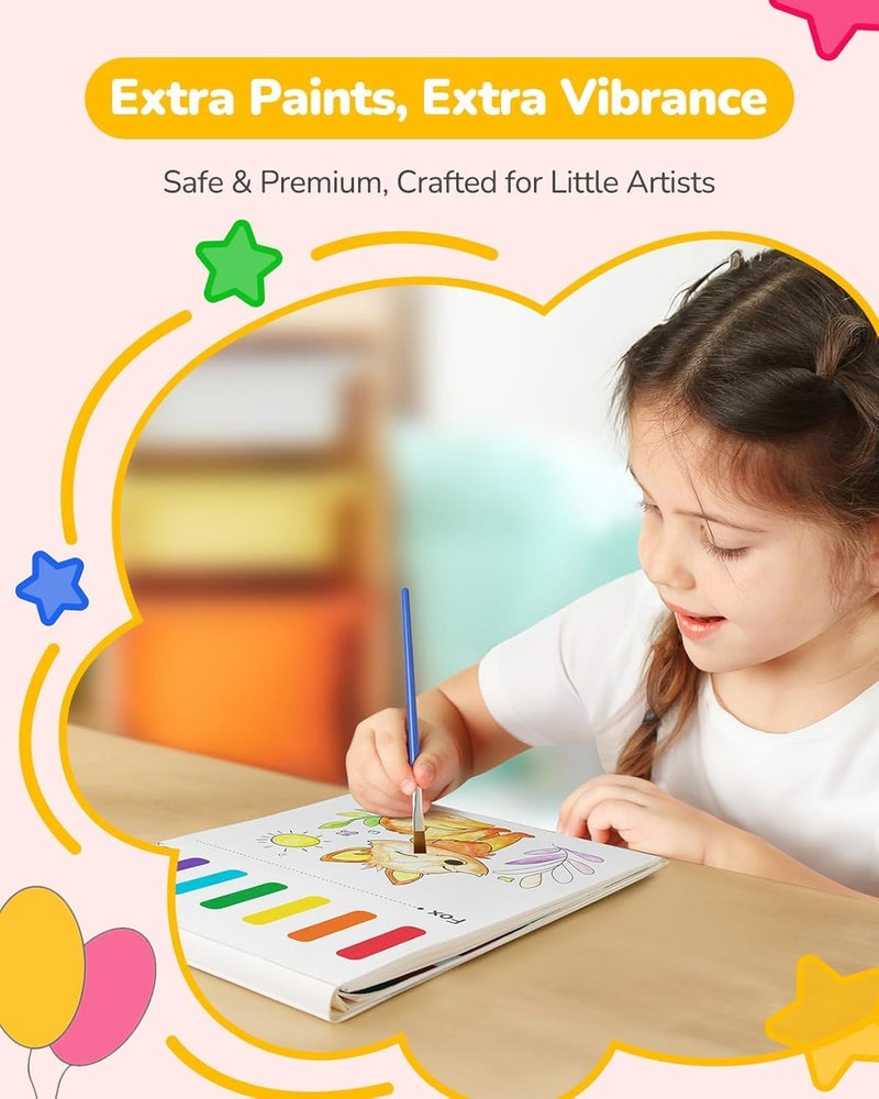 TECJOE 3 Pack Paint with Water Coloring Books for Toddlers, Mess Free Watercolor Painting Set with 6 Brushes, Travel Art Craft Activities Toys Birthday Gifts for Kids Ages 3-8, Forest, Sea & Princess - Image 4