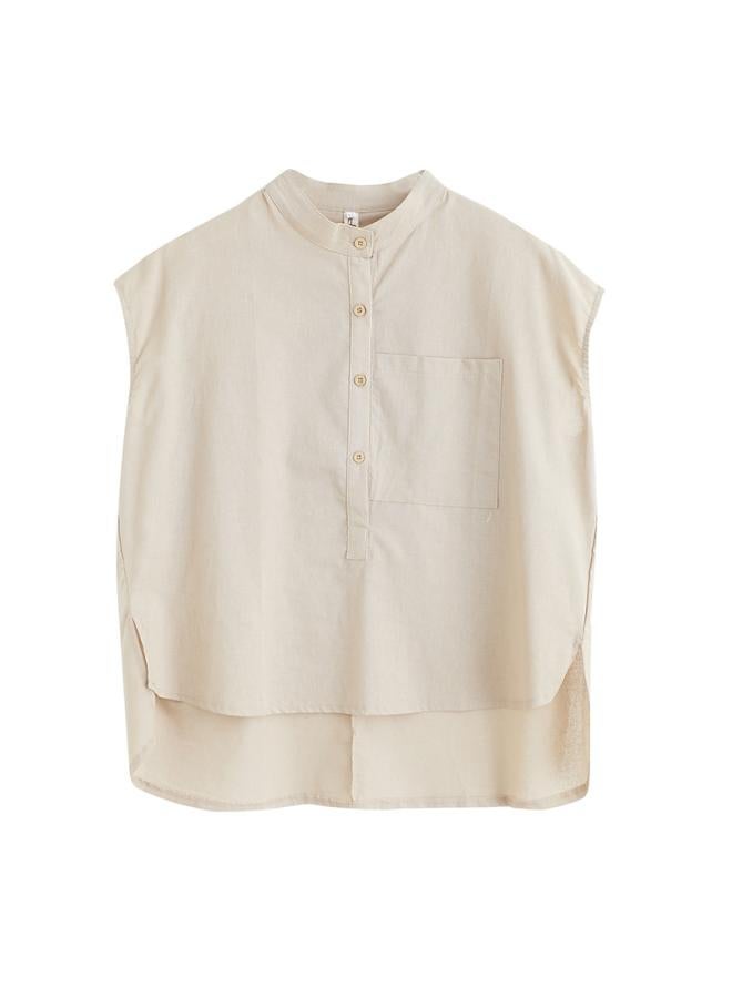 VUELO Real Shot Summer New Artistic Loose Solid Color Cotton Linen Round Neck Sleeveless Shirt Women's Shirt Top 3467# - Image 5