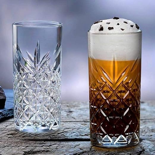 VISMII Crystal Long Glass Water and Juice Glasses Set of 2 Transparent 350ml Crystal Stylish Highball Glasses for Drinking Water Juice and Cocktails - Image 1