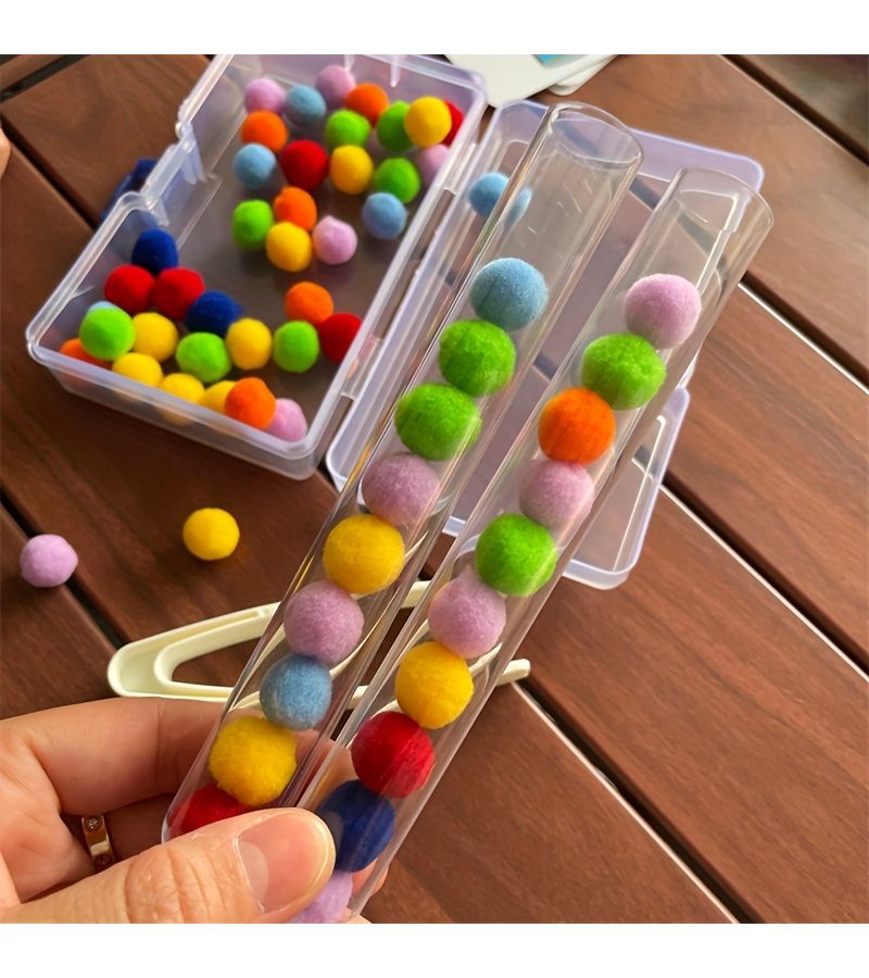 Math Teaching Aid Set Number Recognition Puzzle Bead Maze Fine Motor Skills Toy Tweezers and Hair Balls - Image 5