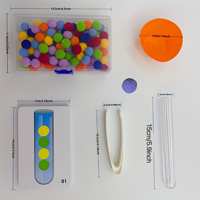 Math Teaching Aid Set Number Recognition Puzzle Bead Maze Fine Motor Skills Toy Tweezers and Hair Balls - Image 2