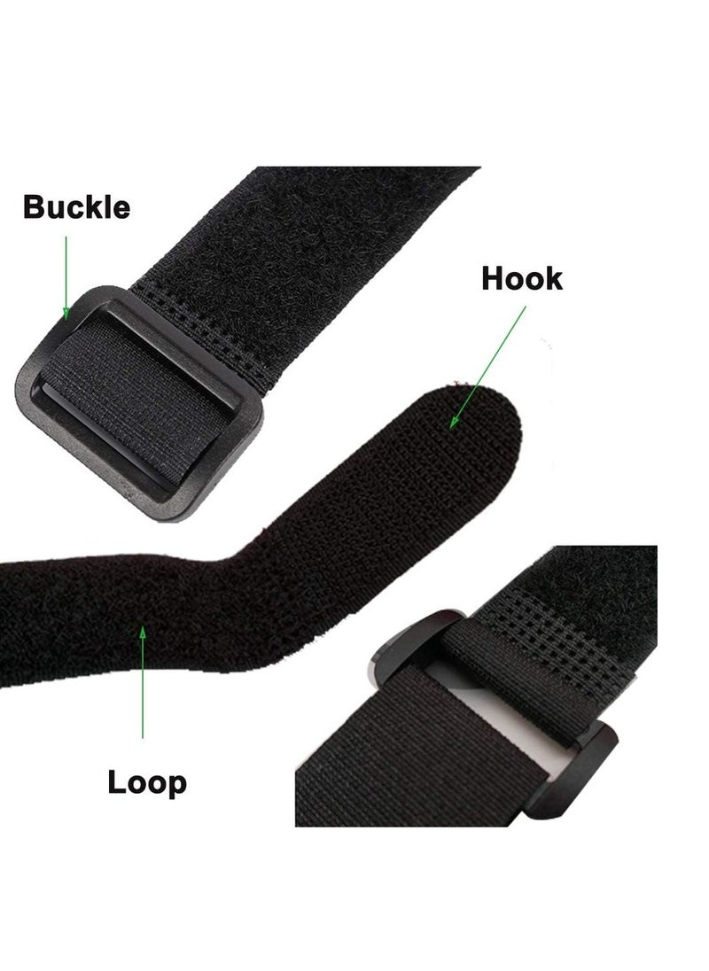 Oasisgalore - 10-Pack Black Velcro Cable Straps, Self-Adhesive Nylon with Buckles,Adjustable & Reusable for Cable Management - Image 1