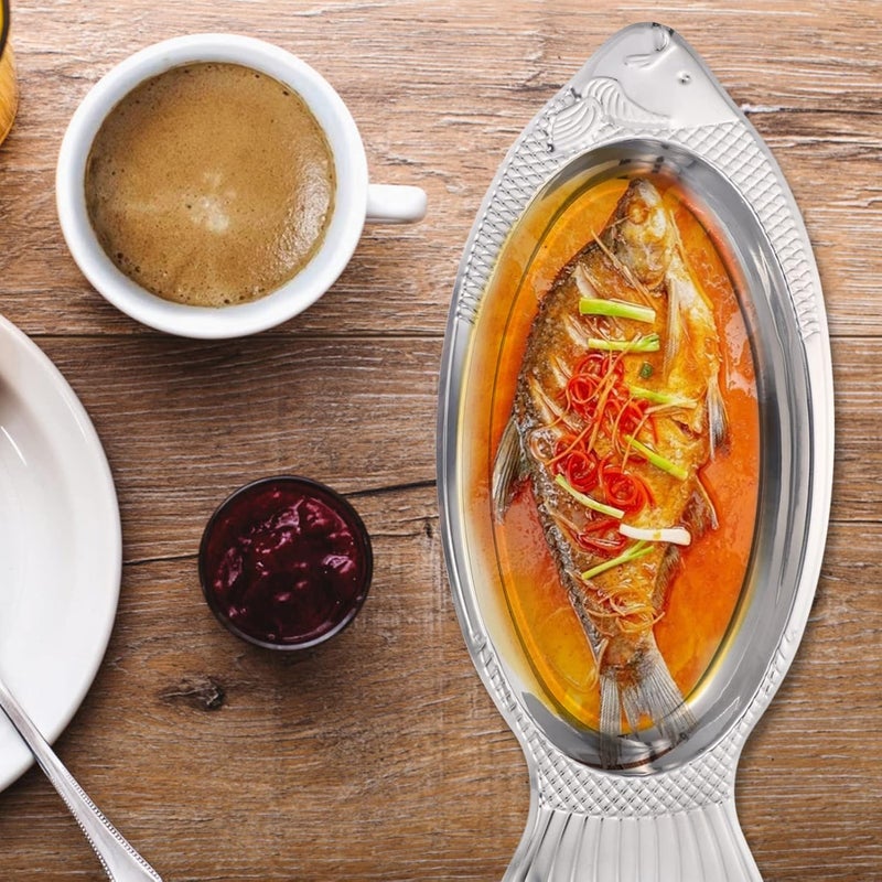 Hemoton طبق تقديم بيضاوي من الفولاذ المقاوم للصدأ بلمسة مرآة ثقيلة - Image 4