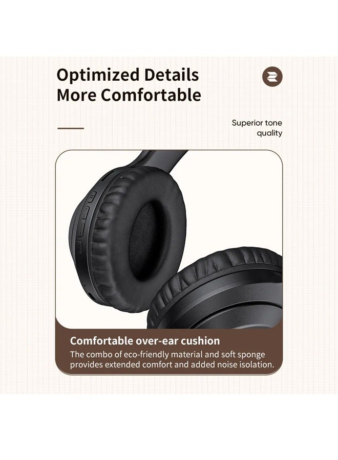 كالوس سماعات رأس Calus DJ60 لاسلكية تعمل بالبلوتوث وخاصية إلغاء الضوضاء فوق الأذن مع ميكروفون مدمج للمكالمات الواضحة والتحكم الصوتي باللون الأسود - Image 2