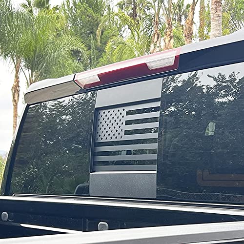 Zxiaochun Rear Middle Window American Flag Decal for Chevy SilveradoGMC Sierra 20042016 2017 2018 Back Sliding Center Window Glass USA Flag Vinyl Sticker Exterior AccessoriesMatte Black - Image 1