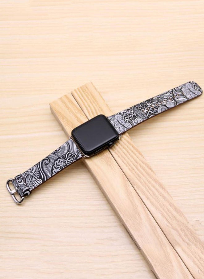 NIBEMINENT Replacement Band For Apple Watch Series 1/2/3 38mm Black/White - Image 4