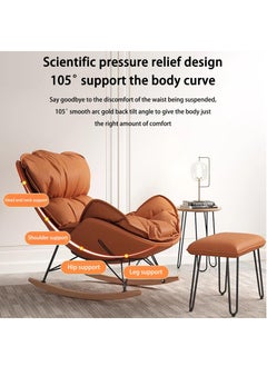 Arabest Rocking Chair with Footrest, Nursery Baby Glider Chair, Lounge Side Armchair Nursing Chair, High Back Armchair, Fabric Seat Wood Legs for Living Room Bedroom  - Image 2