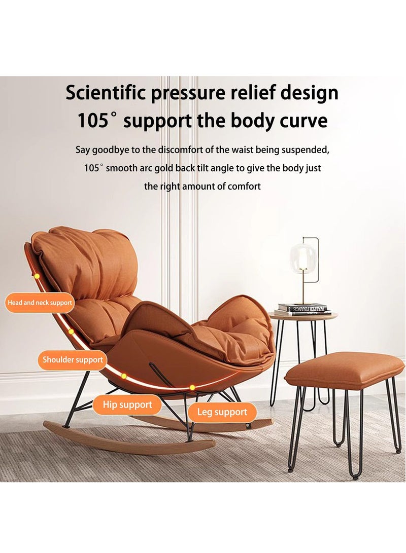 Arabest Rocking Chair with Footrest, Nursery Baby Glider Chair, Lounge Side Armchair Nursing Chair, High Back Armchair, Fabric Seat Wood Legs for Living Room Bedroom  - Image 2