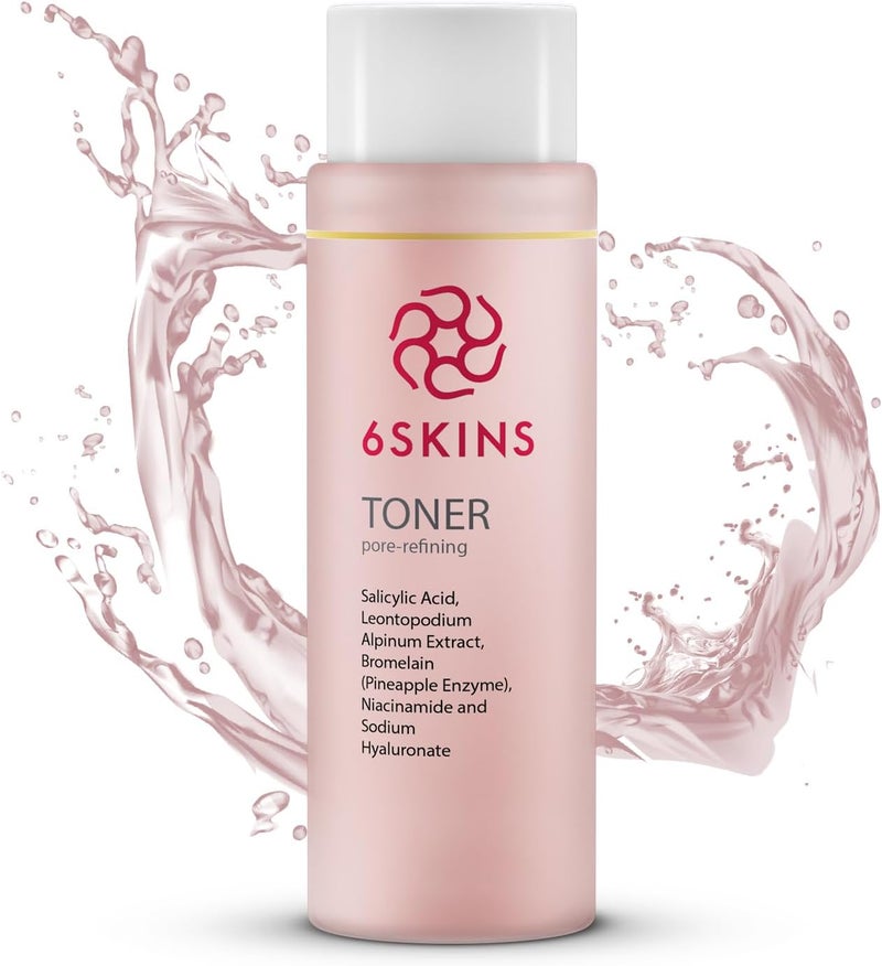 6SKINS Pore Refining Toner for Face Hydrating Face Exfoliator with Salicylic Acid BHA AHA Niacinamide Hyaluronic Acid Reduces Pores Wrinkles Oil Enhances Glow 150 ml 507 fl oz
