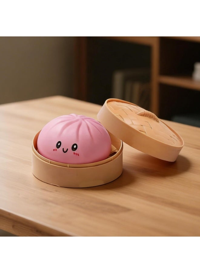 GIOIO Dumpling Squishies Toy, Giant SquishyDumpling Fidget Toy, Soft Squeeze Steamed Bun Stress Relief Ball with Steamer Box, Novelty Desk Soft Squeeze Decompression Gift for Adults Kids - Image 4