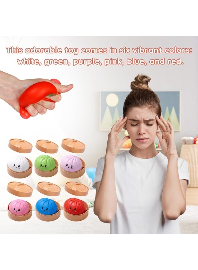 GIOIO Dumpling Squishies Toy, Giant SquishyDumpling Fidget Toy, Soft Squeeze Steamed Bun Stress Relief Ball with Steamer Box, Novelty Desk Soft Squeeze Decompression Gift for Adults Kids - Image 5