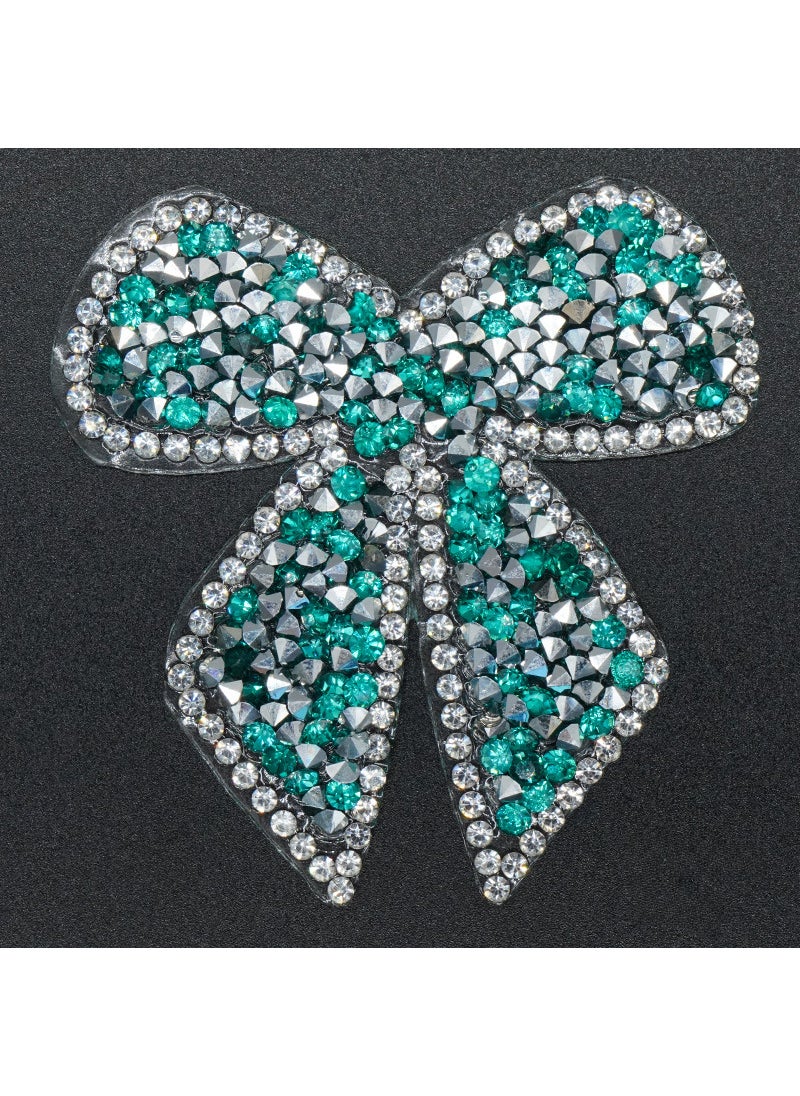 Generic Rhinestone Iron-on Transfer Butterfly Bow Pattern Dark green 