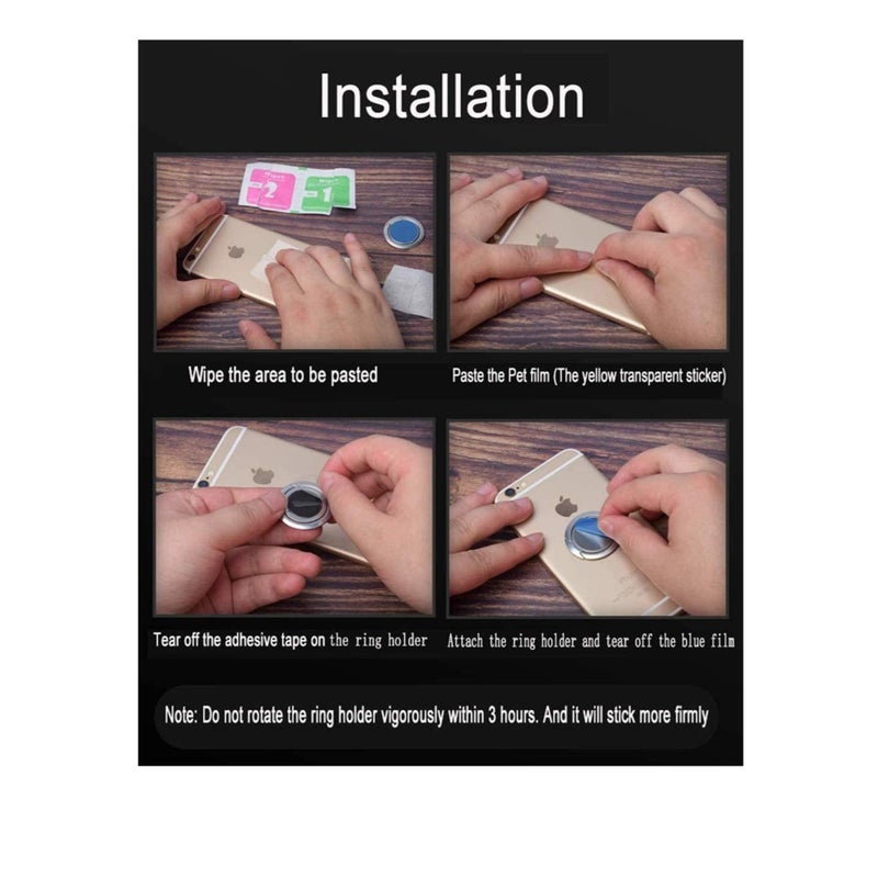 Zikra 3 Pack Phone Ring Holder, Magnetic Car Grip Mobile Stand for Ultra-thin Phone Ring Frame Slimmest Phone Grip, Phone Ring Holder Universal Adjustable - Image 3