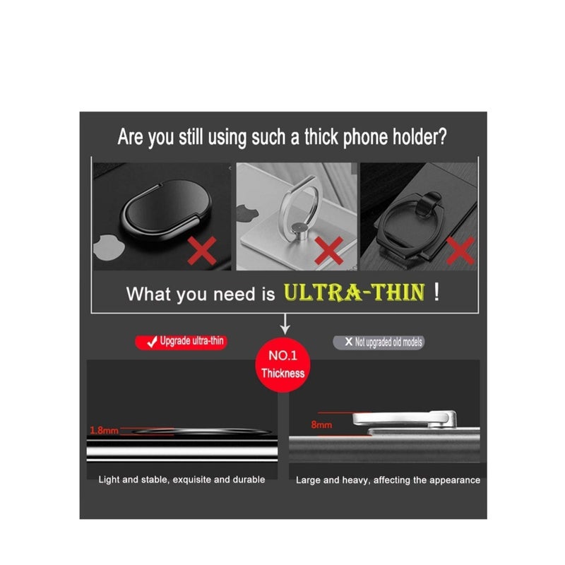 Zikra 3 Pack Phone Ring Holder, Magnetic Car Grip Mobile Stand for Ultra-thin Phone Ring Frame Slimmest Phone Grip, Phone Ring Holder Universal Adjustable - Image 4