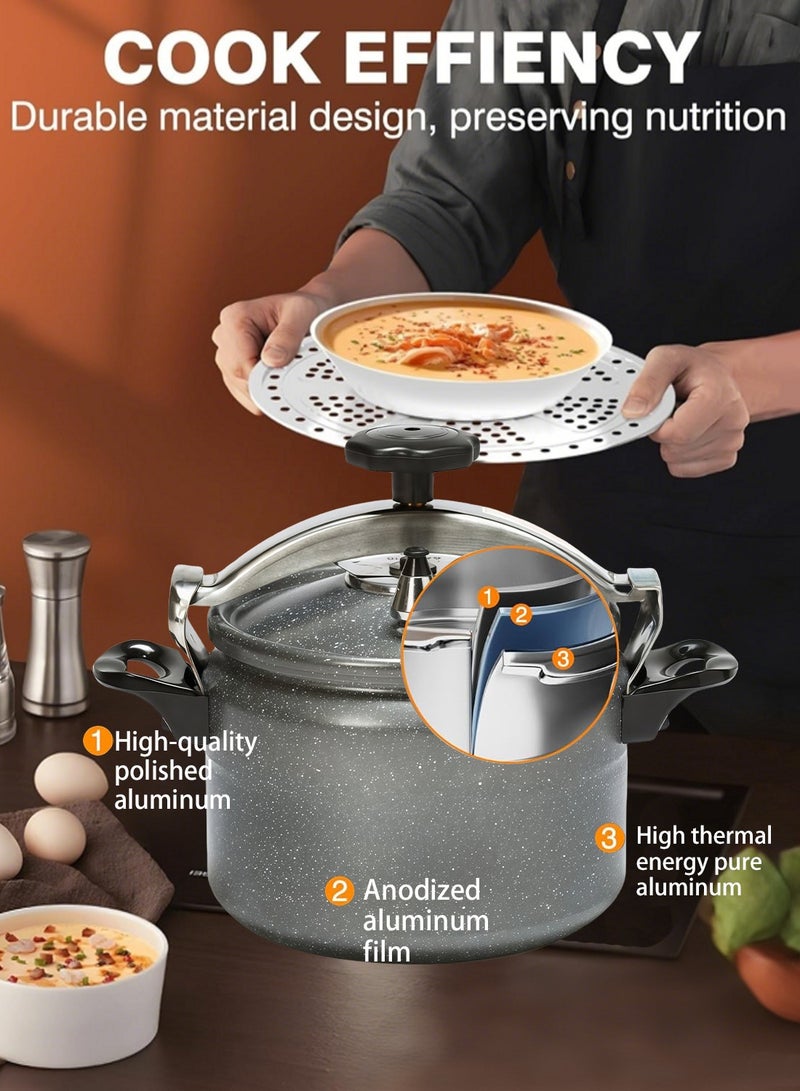 TORNADO 7Liters 7L Dark Grey Pressure Cooker | Granite Coating for Easy Cleaning, Reinforced Aluminum Alloy Design, Large-Capacity Ideal for Large grey - Image 4