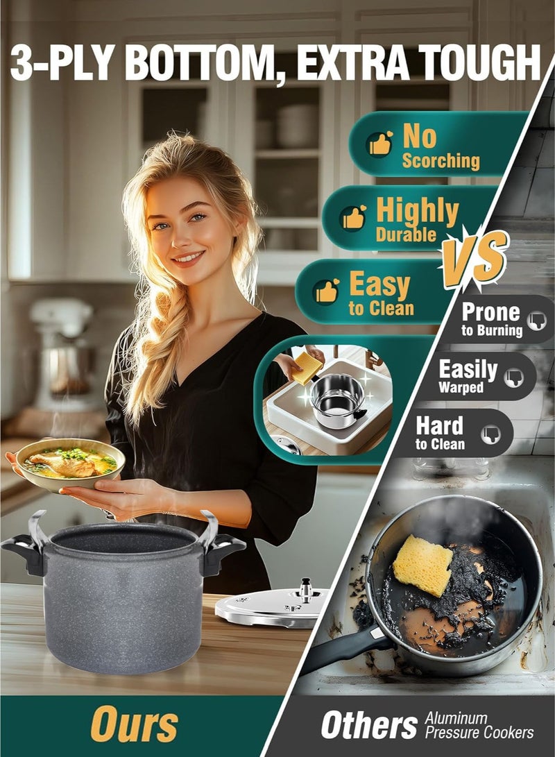 TORNADO 7Liters 7L Dark Grey Pressure Cooker | Granite Coating for Easy Cleaning, Reinforced Aluminum Alloy Design, Large-Capacity Ideal for Large grey - Image 3