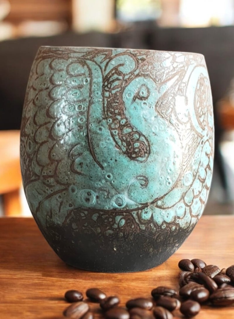 color zone pottery 300ml ceramic and earthenware mug, each piece is unique, microwave safe  - Image 2