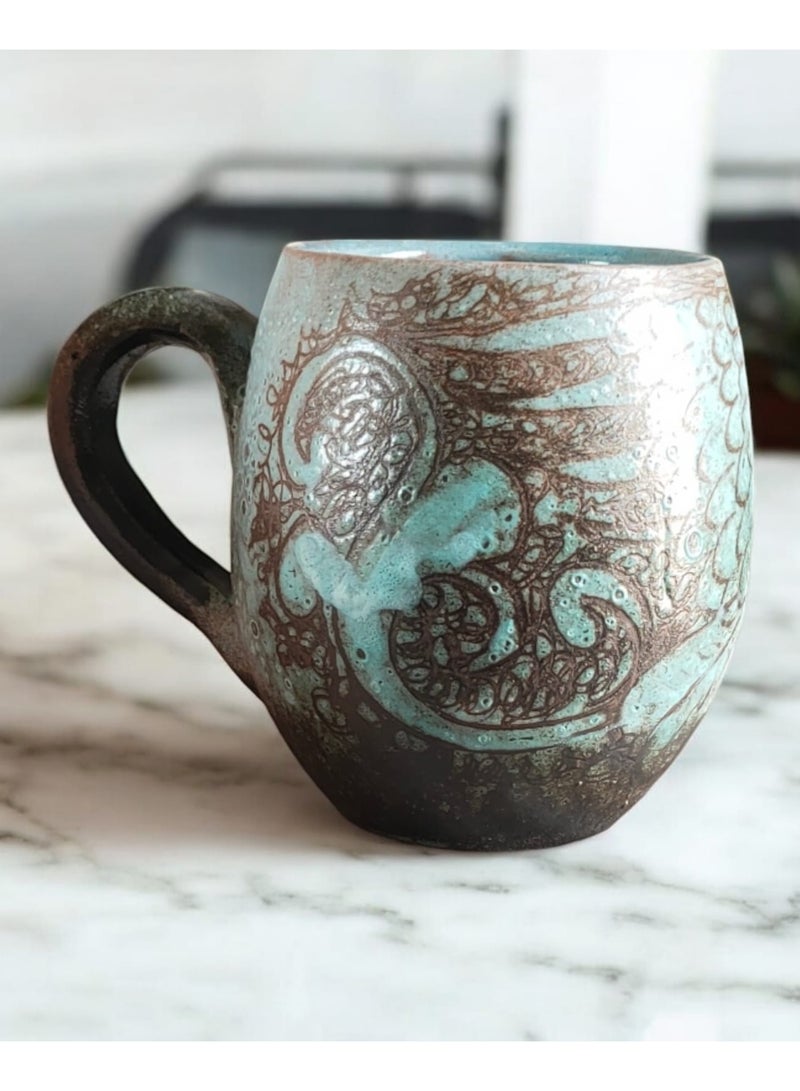 color zone pottery 300ml ceramic and earthenware mug, each piece is unique, microwave safe  - Image 3