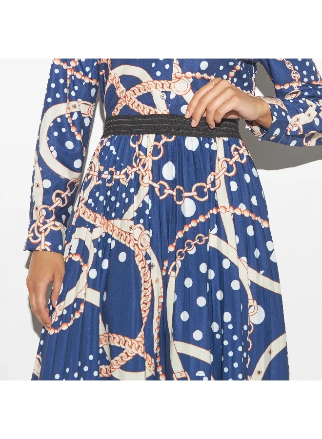 2Xtremz 2Xtremz All-Over Print A-line Skirt with Elasticised Waistband and Pleats