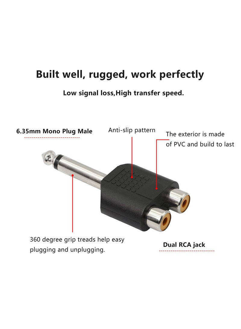 Y&D 6.35mm Male to 2 RCA Female Audio Jack, Two F Stereo Interconnect Adapter, Mono Plug Jack Splitter, Adapter - Image 3