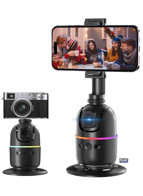 360° Rotation Smart Phone Holder with Auto Face Tracking – Gesture Control, No App Needed for Vlogging, Streaming, TikTok, Video Shooting – Universal Compatibility, Stable & Hands-Free Operation