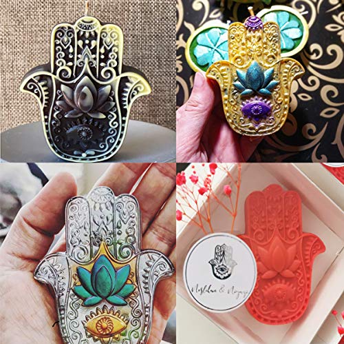 Actvty Hamsa Silicone Soap Molds, 4 Cavities Hand of Fatima Silicone Molds, Palm Amulet Mold for DIY Soap, Candle, Bath Bombs, Chocolate, Cake Decoration, Resin Casting - Image 3