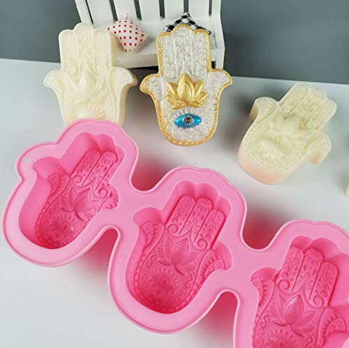 Actvty Hamsa Silicone Soap Molds, 4 Cavities Hand of Fatima Silicone Molds, Palm Amulet Mold for DIY Soap, Candle, Bath Bombs, Chocolate, Cake Decoration, Resin Casting - Image 2