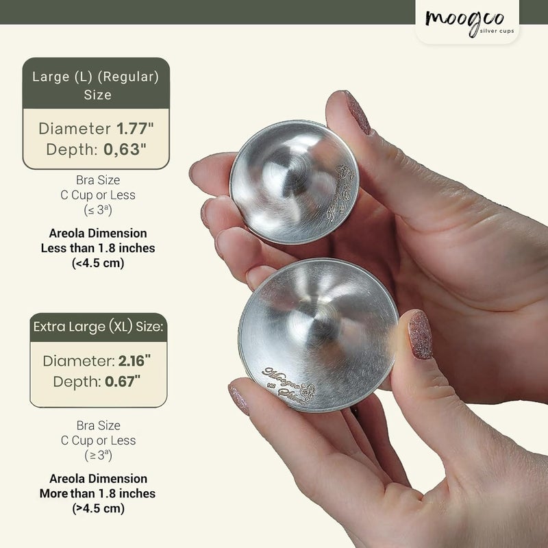Moogco The Original Silver Nursing Cups - Nipple Shields for Nursing Newborn - Breastfeeding Essentials - Newborn Essentials Must Haves - Nipple Covers Breastfeeding - 925 Silver - Image 5