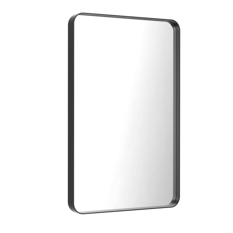 LOAAO 28X36 Inch Black Metal Framed Bathroom Mirror for Wall, Matte Black Bathroom Vanity Mirror Farmhouse, Anti-Rust, Hangs Horizontally or Vertically - Image 3