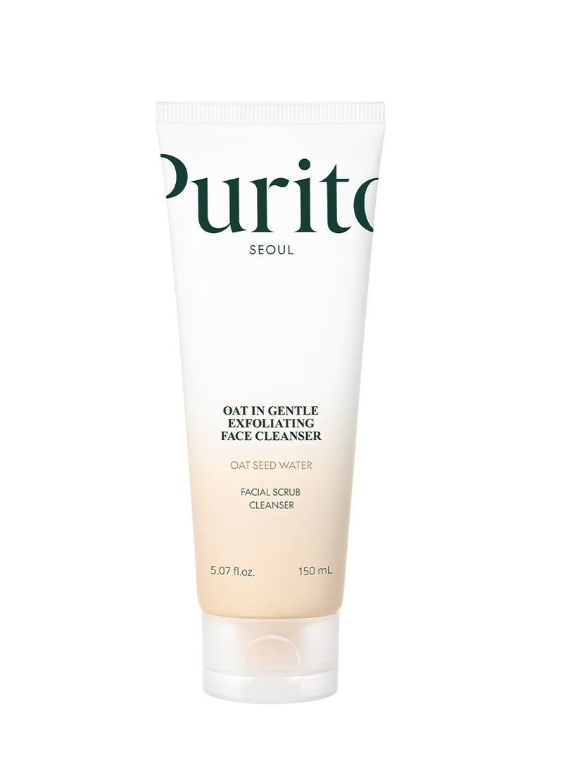 Purito Oat Exfoliating Facial Polish Cleanser - Hydrating Daily Face Wash with Gentle Scrub Clay Pore Minimizing Panthenol, Oat Seed Water Vegan, Non-comedogenic Korean Skin Care 150ml - Image 1