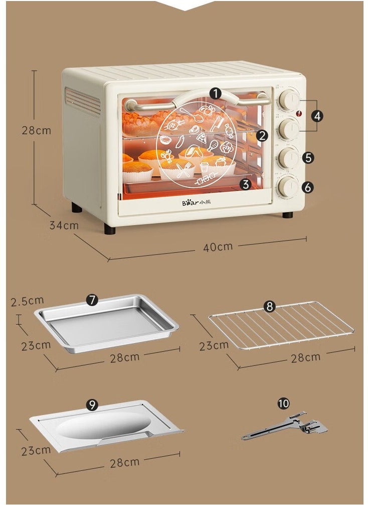 Bear - 20L Mini Electric Portable Toaster Oven With Built-In Light 3Layer Small Automatic Home Baking Independent Temperature Control Convection Countertop Oven(3Pin Au/Cn Plug) - Image 1