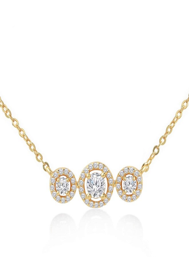 MINUTIAE 14K Gold Plated Pendant Necklace With Austrian Cubic Zirconia for Women & Girls With Extendable Chain Fashion Jewelry (Gold) - Image 1