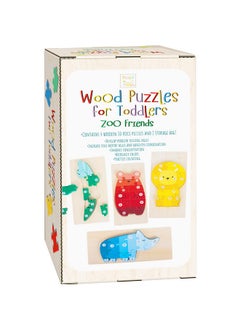 Hapinest Hapinest Wooden Jigsaw Puzzles (4-Pack) for Toddlers Kids Boys and Girls Ages 3-5 Years Old, Zoo Friends | 4-10 Piece Puzzles and Storage Bag  - Image 3